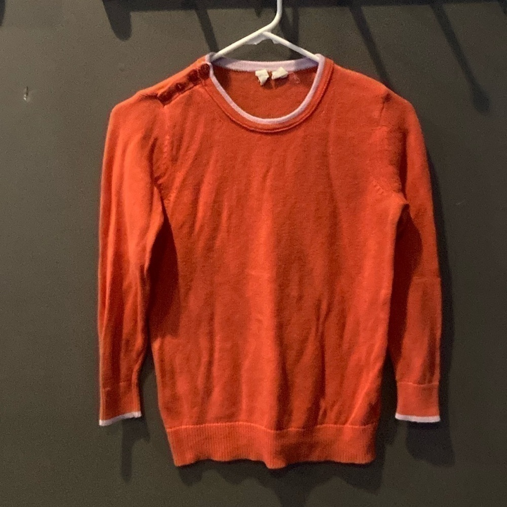 Anthropologie Moth size XS orange lilac trim  scoop neck sweater GUC